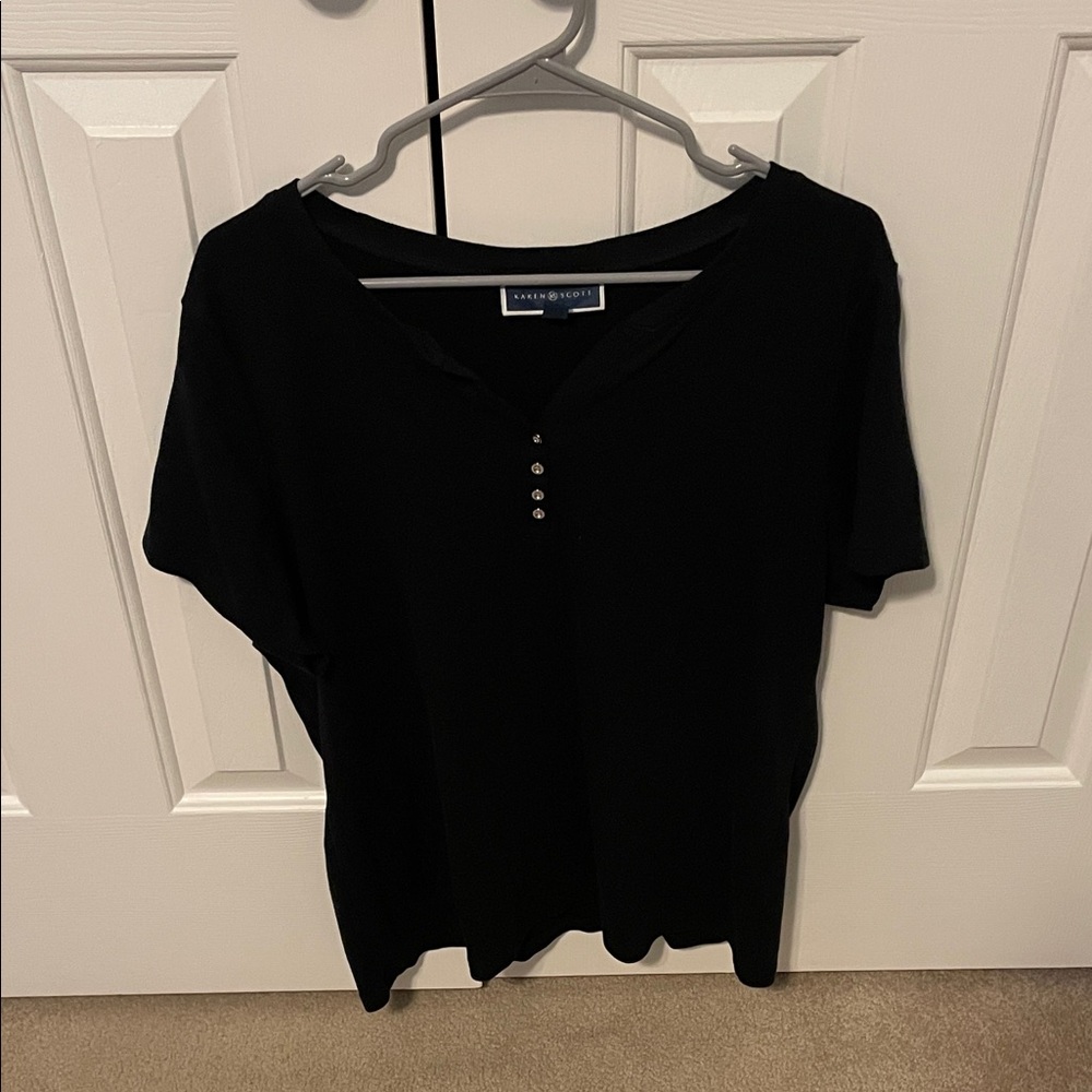 Karen Scott Women's Black Casual Top Extra Large (Like New)